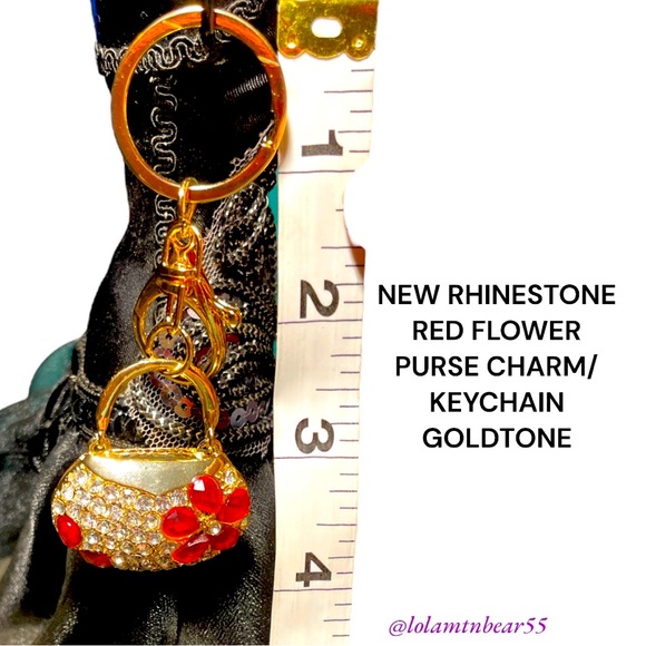 NEW RHINESTONE PURSE CHARM/KEY HOLDER WITH LOBSTER CLASP TO CLIP ON PURSE, JEANS - Picture 5 of 9